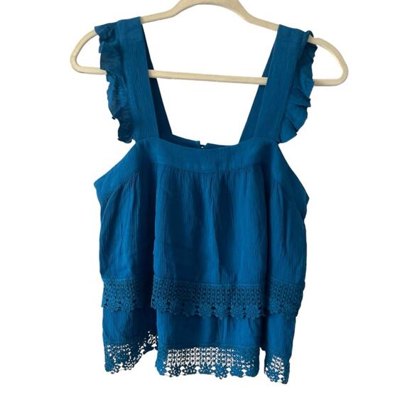 Forever 21 teal boho sleeveless blouse size small - Picture 1 of 6